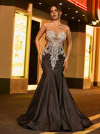 Sparkle Trumpet/Mermaid Illusion Neck Sleeveless Backless Sweep/Brush Train Prom Dress