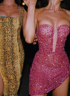 Sparkle V-Neck Sleeveless Sheath Sequins Short/Mini Homecoming Dress