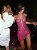 Sparkle V-Neck Sleeveless Sheath Sequins Short/Mini Homecoming Dress