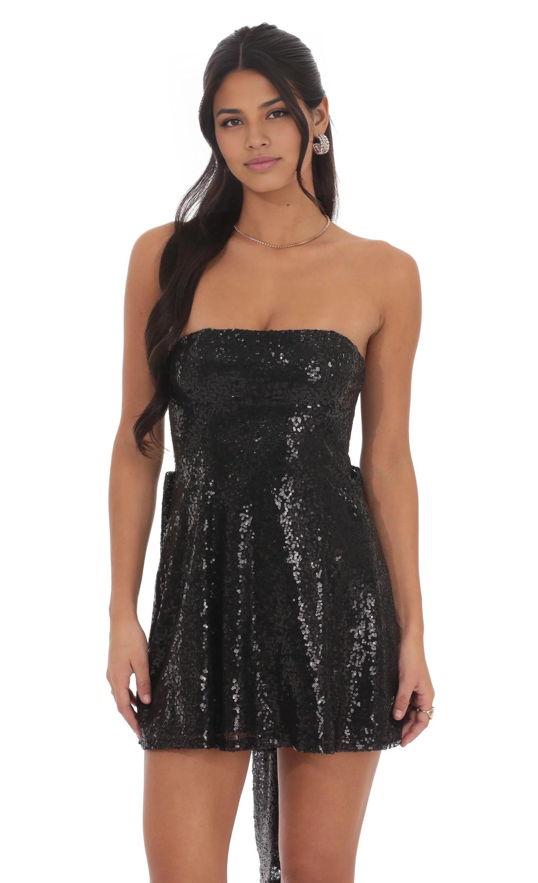 Sparkle & Shine A-Line/Princess Strapless Sleeveless Open Back Short-Mini Homecoming Dresses
