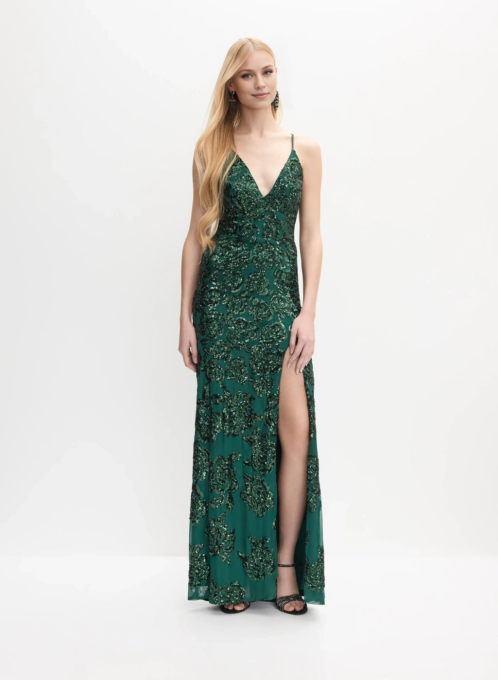 Sparkling Fitted Spaghetti Straps Sleeveless Floor-Length Prom Dress