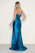 Sparkly Mermaid Sweetheart Spaghetti Strap Lace-Up Back Floor-Length Prom Dress