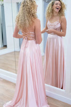 Sparkly A-Line Spaghetti Straps Beaded Sleeveless Prom Gown