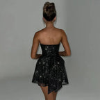 Black Sparkly A-Line Strapless Ruched Glitter Mini Homecoming Dress Hot Sale