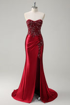 Sparkly Mermaid/Trumpet Corset Sleeveless Sweep Train Prom Dress