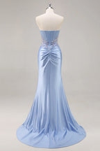 Sparkly Mermaid/Trumpet Corset Sleeveless Sweep Train Prom Dress