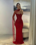 Sparkly Off the Shoulder Sleeveless Mermaid Crystal Sweep Train Prom Dress
