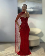Sparkly Off the Shoulder Sleeveless Mermaid Crystal Sweep Train Prom Dress