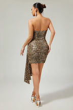 Sparkly Off the Shoulder Tight Sleeveless Leopard Print Short-Mini Homecoming Dress