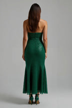 Sparkly Sheath/Column Strapless Sleeveless Sequins Ankle-Length Prom Dress