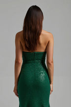 Sparkly Sheath/Column Strapless Sleeveless Sequins Ankle-Length Prom Dress