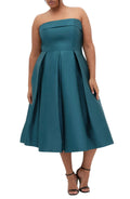 Splendid Plus Size A Line Strapless Sleeveless Zipper Back Midi Length Evening Dress