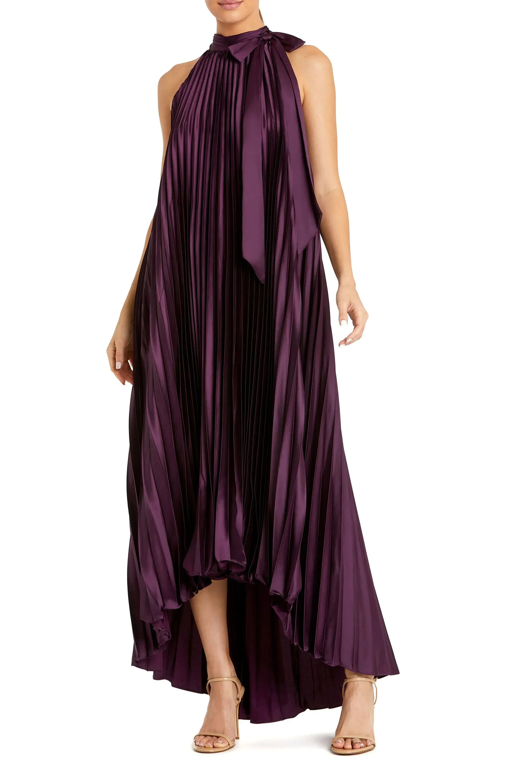 Splendid Sheath Halter Neck Sleeveless Zipper Back High Low Evening Dress