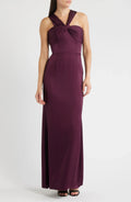 Splendid Sheath Twisted Neck Sleeveless Crisscross Back Floor Length Evening Dress