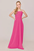 Square Neck Chiffon Bridesmaid Dresses with Thin Spaghetti Straps, Side Pockets and Flowy A-Line Silhouette Formal Gown