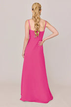 Square Neck Chiffon Bridesmaid Dresses with Thin Spaghetti Straps, Side Pockets and Flowy A-Line Silhouette Formal Gown