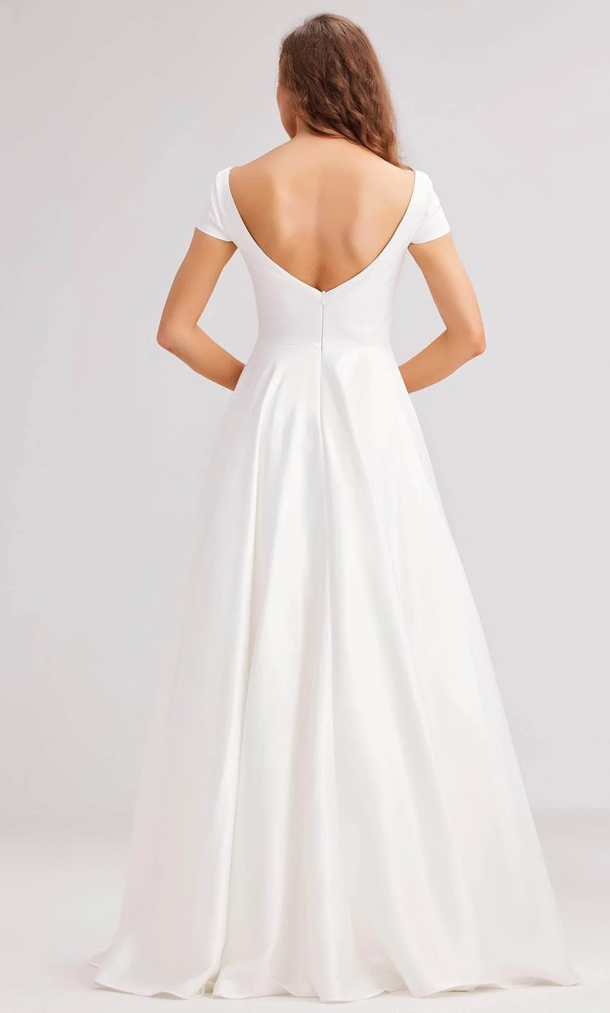 Square Short Sleeves A-Line White Trendy Off the shoulder Floor Length Prom Dress Hot Sale For Ladies