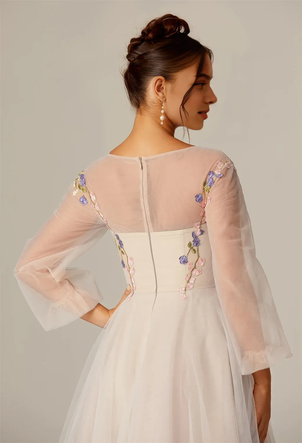 Steaming A-line U-Neck Ankle Length Long Sleeves Prom Dresses Affordable A-Line Evening Dresses