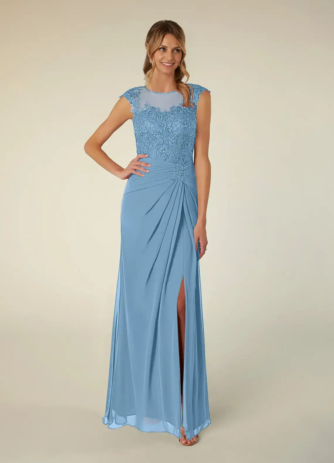 Black Dress A-Line Scoop Neck Sequins Mother of the Groom Dresses Elegant Illusion Cap Sleeves Leg Slit Evening Dress