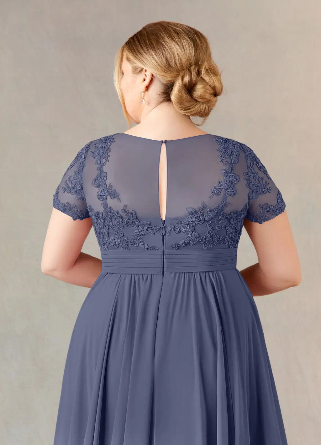 Dress Fashion Stormy A-Line Dress Floor-Length Short Sleeve Scoop Neck Pleated Plus Size Mother of the Bride Dress
