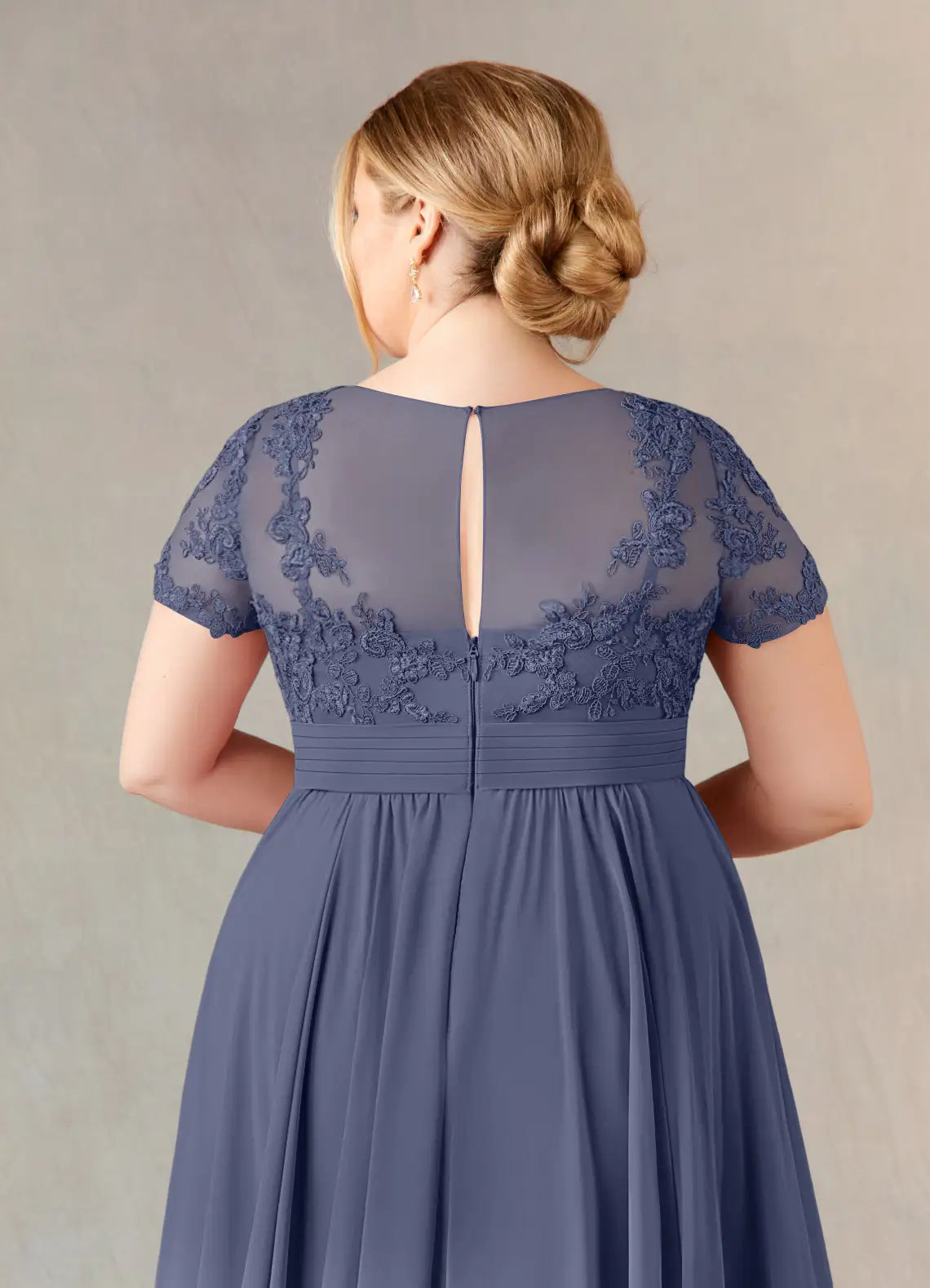 Dress Fashion Stormy A-Line Dress Floor-Length Short Sleeve Scoop Neck Pleated Plus Size Mother of the Bride Dress