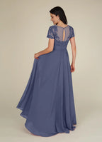 Dress Fashion Stormy A-Line Dress Floor-Length Short Sleeve Scoop Neck Pleated Mother of the Bride Dress