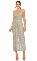 Straight Sleeveless Column Shiny Tea Length Prom Dress For Sale For Women