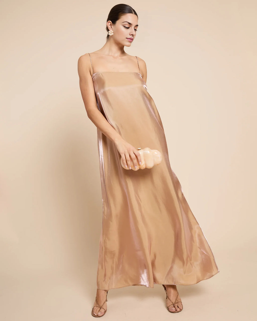Dress Minimalist Straight Tube Floor-Length Sleeveless Party Dresses Square Neck Solid Color Open Back Evening Dress