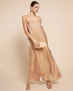 Dress Minimalist Straight Tube Floor-Length Sleeveless Party Dresses Square Neck Solid Color Open Back Evening Dress