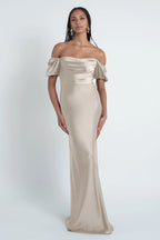 Straight Tube Straight Neck No Slit Short Sleeves Affordable Evening Dresses Backless Trendy Floor Length Ball Gowns