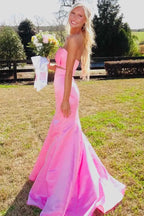 Strapless Bow Cutout Mermaid Prom Dress