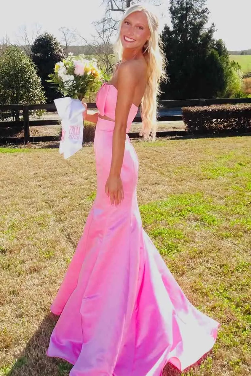 Strapless Bow Cutout Mermaid Prom Dress