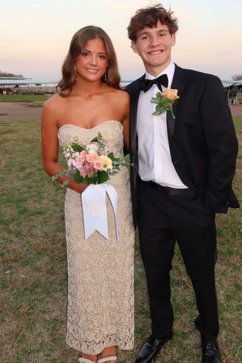 Strapless Sweetheart Midi Formal Prom Dress