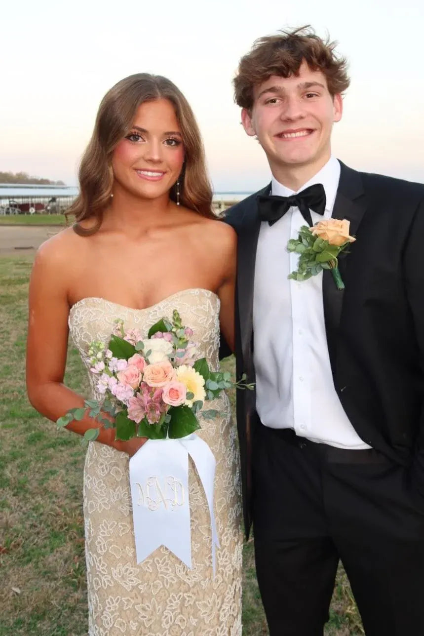 Strapless Sweetheart Midi Formal Prom Dress