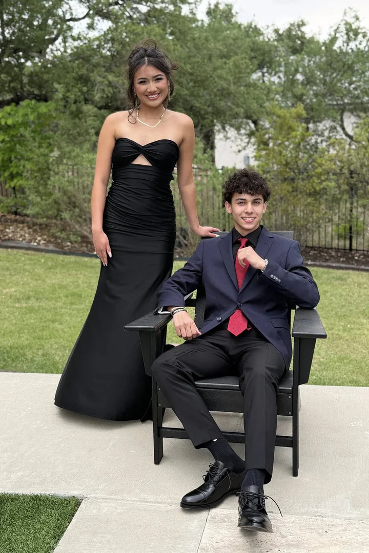 Ruched Mermaid Strapless Sweetheart Cutout Zipper-Back Floor-Length Prom Dress