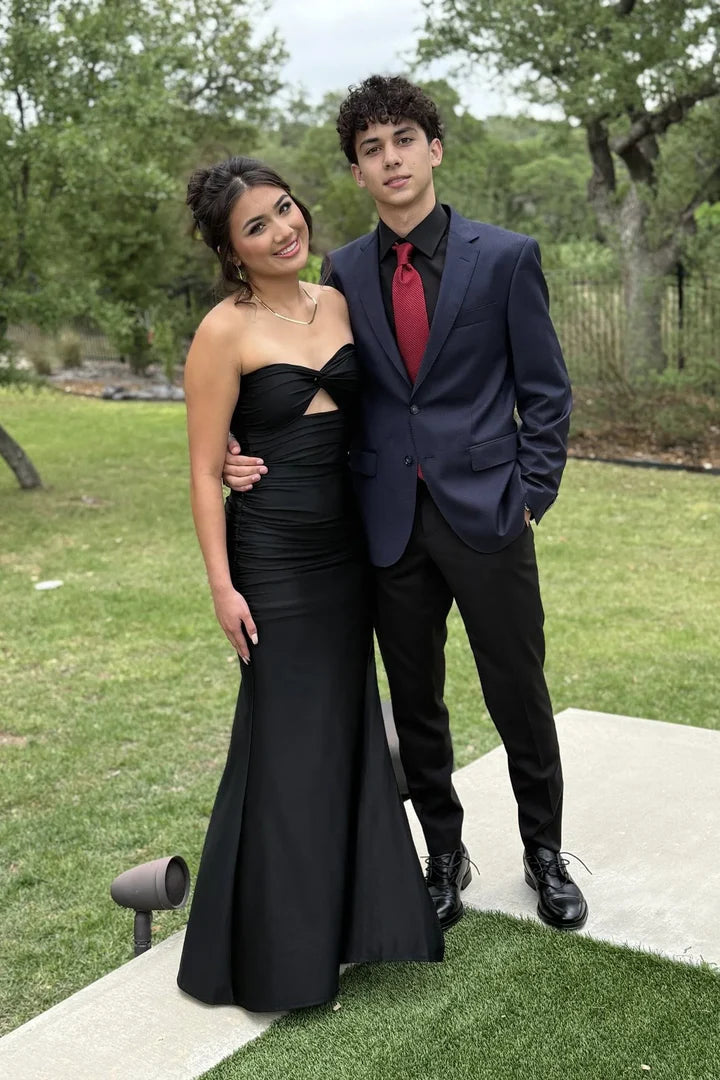 Ruched Mermaid Strapless Sweetheart Cutout Zipper-Back Floor-Length Prom Dress