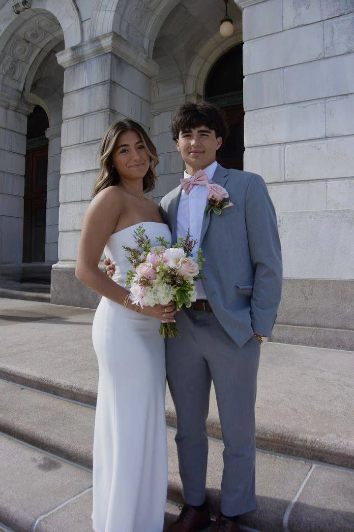Minimalist Strapless Straight-Neck Column Zipper-Back Floor-Length Prom Dress