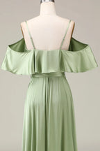 Strapless Short Sleeves A-line Unique Matcha Off the shoulder Floor length Party Dress For Sale For women
