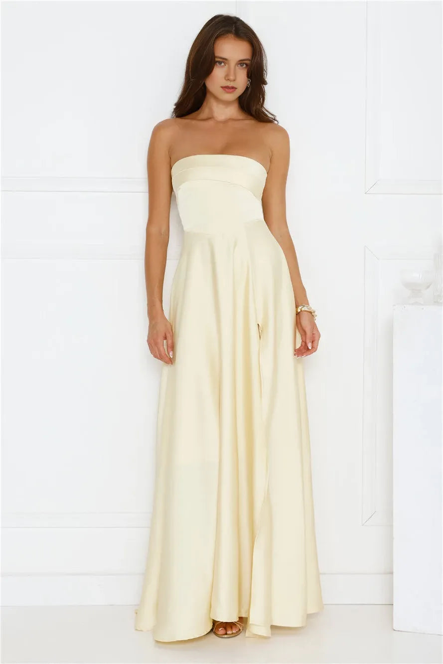 Strapless Sleeveless Column Trendy Off the shoulder Floor length Party Dress Hot Sale For ladies ﻿