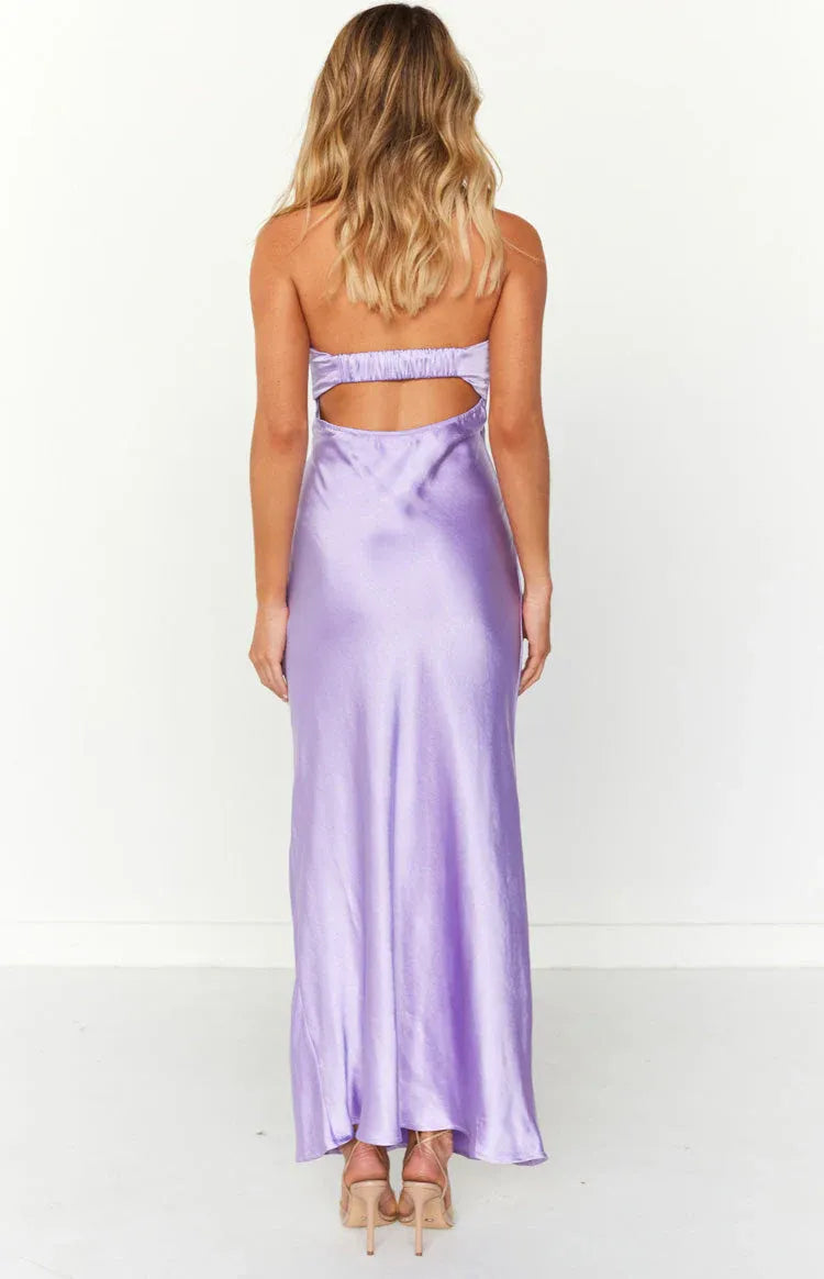 Strapless Sleeveless Trendy Ankle-Length Prom Party Dresses Backless Pleats Hot Sale Long Evening Dresses No Slit