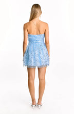 Strapless Sleeveless Trendy A-Line Knee-Length Homecoming Party Dresses Unique Backless Party Dresses No Slit