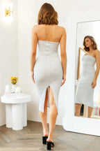 Strapless Sleeveless Sheath Fashion Off the shoulder Knee length Party Dress Hot Sale For ladies