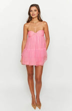 Strapless Sleeveless Trendy Prom Party Homecoming Dresses Backless Pleats A-Line Elegant Cocktail Dresses