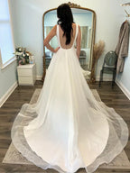 Satin Straps Straight Neckline A-Line Wedding Dress With Elegant Timeless Glamour For Brides
