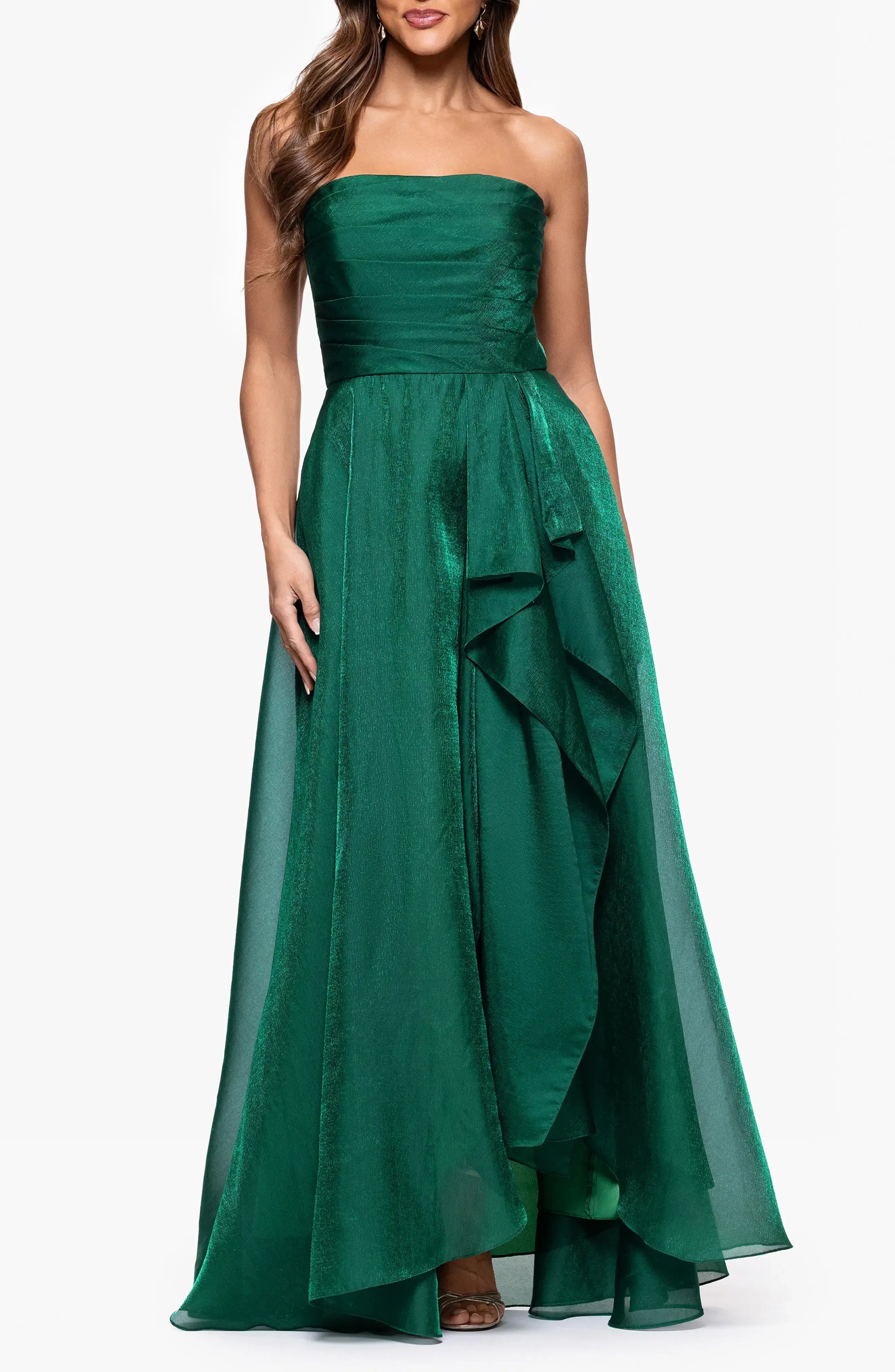 Striking A Line Strapless Sleeveless Zipper Back Floor Length Evening Dress
