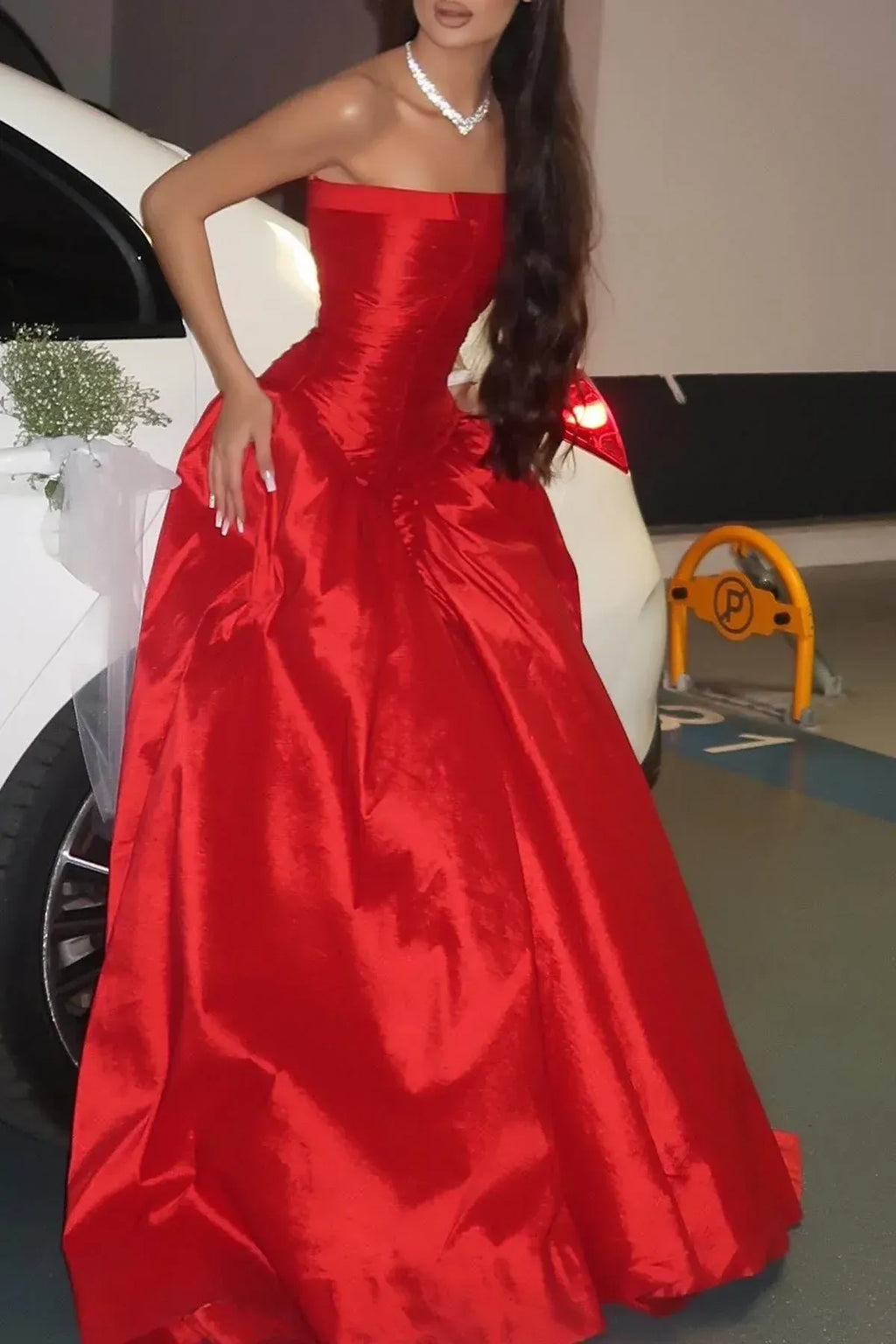 Striking A-Line Strapless Sweetheart Lace-Up Corset Floor-Length Evening Ball Gown