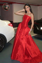Striking A-Line Strapless Sweetheart Lace-Up Corset Floor-Length Evening Ball Gown