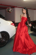 Striking A-Line Strapless Sweetheart Lace-Up Corset Floor-Length Evening Ball Gown