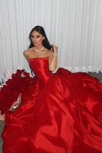 Striking A-Line Strapless Sweetheart Lace-Up Corset Floor-Length Evening Ball Gown