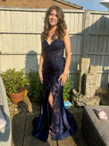 Striking Mermaid Strapless Sweetheart Lace-Up High-Slit Floor-Length Evening Gown